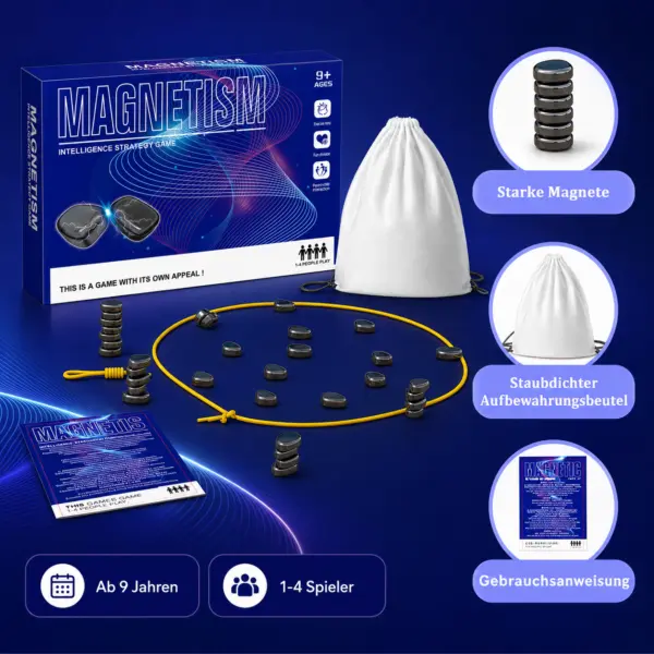 Magnetisches Strategiespiel für Kinder und Erwachsene – Gesellschaftsspiel mit starken Magneten – Denkspiel & Geschicklichkeitsspiel – Familienspiel