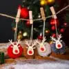 12er Set Weihnachtsanhänger Rentier – bunte Christbaumanhänger Deko aus Plüsch & Holz