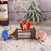 12er Set Weihnachtsanhänger Rentier – bunte Christbaumanhänger Deko aus Plüsch & Holz