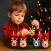12er Set Weihnachtsanhänger Rentier – bunte Christbaumanhänger Deko aus Plüsch & Holz