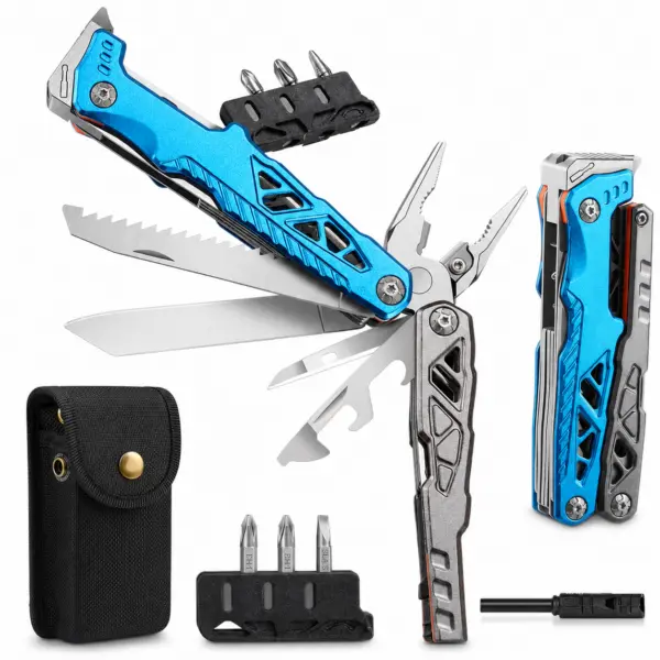 Multitool, 15 in 1 Multitool, Multifunktionszange, Multitool mit Zange, Camping Werkzeug, Outdoor Werkzeug, Camping Multitool, Multitool mit Säge, Multitool mit Schraubendreher, Multifunktionswerkzeug Outdoor, Taschenwerkzeug, Werkzeug für Camping, Werkzeug Geschenk, Geschenkidee Männer, Multitool mit Tasche, Multitool blau, Outdoor Zubehör, Camping Zubehör, Werkzeug für unterwegs, Reise Werkzeug