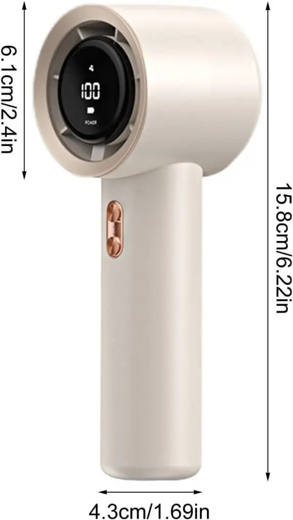 Handventilator wiederaufladbar USB-C, Mini Ventilator mit LED-Anzeige, 3 Geschwindigkeitsstufen - Weiß