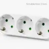 Steckdosenadapter 3-fach 16A 250V – Dreifachstecker mit Schutzkontakt, kompakter Steckdosenverteiler ohne Kabel, weiß