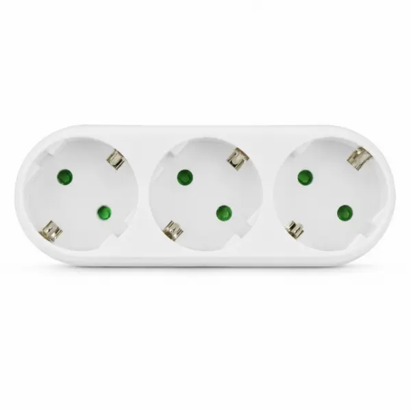 Steckdosenadapter 3-fach 16A 250V – Dreifachstecker mit Schutzkontakt, kompakter Steckdosenverteiler ohne Kabel, weiß