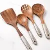 4-teiliges Holz-Küchenutensilien-Set – Kochlöffel, Pfannenwender & Servierlöffel