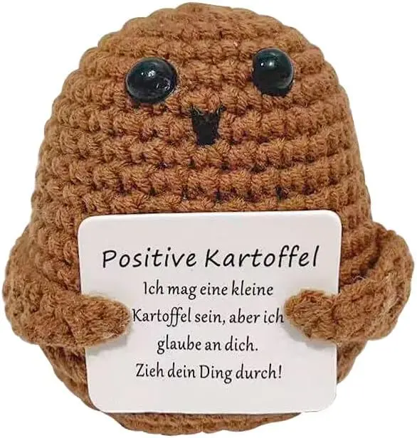 Positive Kartoffel gehäkelt – kleiner Mutmacher mit Botschaft | süßes Geschenk zur Einschulung, Weihnachten, Geburtstag, Büro & Alltag