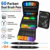 60 Farben Dual Brush Pens – Doppelspitzen-Stifte im praktischen Etui