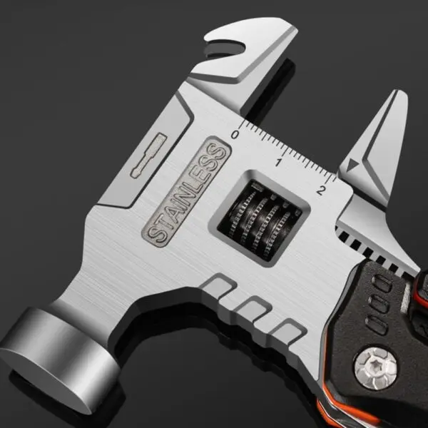 Multitool mit Hammer, Zange & Schraubendreher-Bits – Kompaktes 17-cm-Multifunktionswerkzeug mit Tasche, schwarz