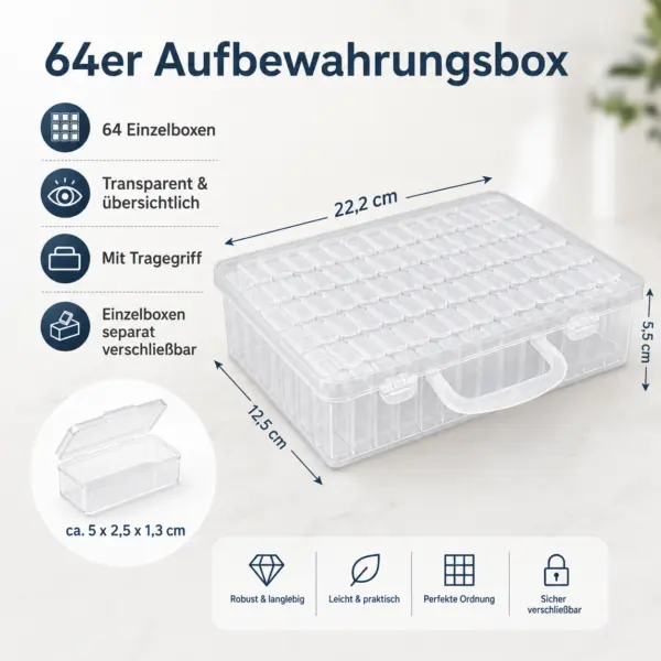 64er Aufbewahrungsbox – kleine Teile übersichtlich sortieren und sicher aufbewahren
