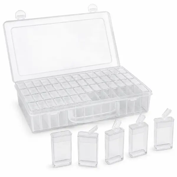 64er Aufbewahrungsbox mit Einzelbehältern – transparenter Organizer für Diamond Painting, Perlen, Schmuck & Bastelzubehör