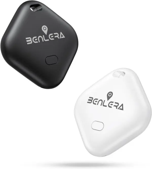 Schlüsselfinder 2er Set – BENLERA Smart Finder Tags kompatibel mit Apple „Wo ist?“, Bluetooth Tracker für Koffer, Tasche & Geldbörse