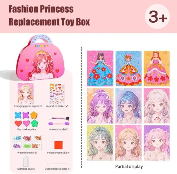 Prinzessinnen Make-Up Spielset für Kinder – Kreatives Schmink- & Bastelset mit Glitzer, Stickern & Diamanten (ab 3 Jahren)