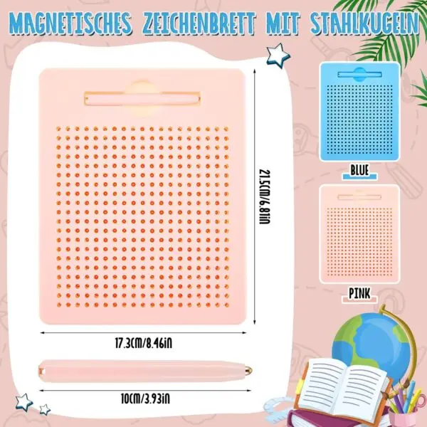 Magnetische Zeichentafel für Kinder mit Stahlkugeln & Magnetstift – Lernspielzeug zum Schreiben, Malen und Üben