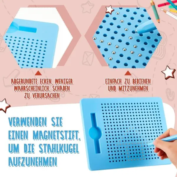 Magnetische Zeichentafel für Kinder mit Stahlkugeln & Magnetstift – Lernspielzeug zum Schreiben, Malen und Üben