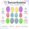 Sensoriksteine Fidget Toys Set – 12 Stück Anti-Stress Sensory Stones aus Silikon