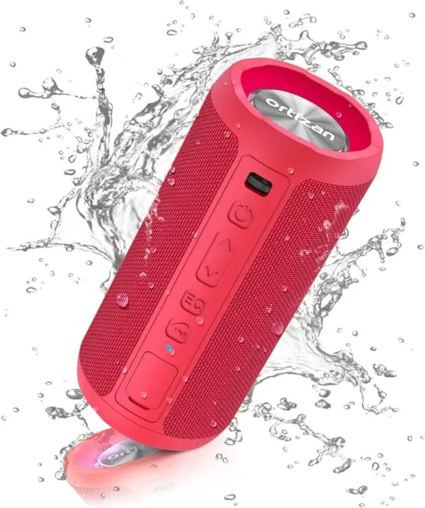 89da450f09681e77cffd56408e6a1a7a.jpg Ortizan Bluetooth Lautsprecher X10 – Tragbarer wasserdichter Speaker IPX7, 30h Akku, Stereo Sound, Bass, RGB LED Licht, TWS, Outdoor & Party Box ROT