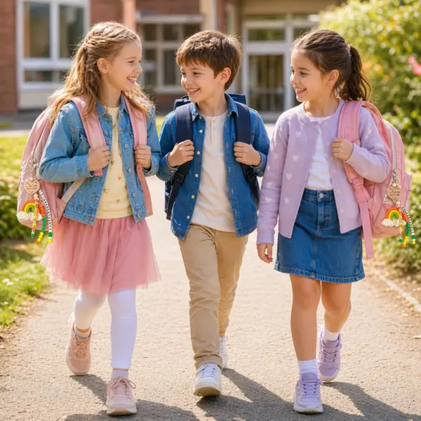 Anhänger Einschulungs-Anhänger mit Geschenkbox – bunter Schulkind Schlüsselanhänger mit ABC-Perlen, Herz-Anhänger & Regenbogen – Geschenk zur Einschulung