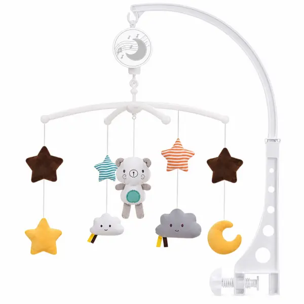 Baby Mobile mit Spieluhr für Babybett mit Teddy, Sternen, Mond und Wolken