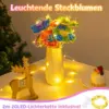 Bastelset Kinder Blumenstrauß DIY – Kreativset mit 8 Blumen, 2 Schmetterlingen, Holzstäben, Stoffpapier & Lichterkette – Geschenkidee