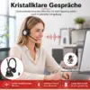 Bluetooth Headset mit Mikrofon & Ladestation, kabelloses Büro Headset mit USB Dongle, Bluetooth 5.2, bis zu 40 Std. Akkulaufzeit