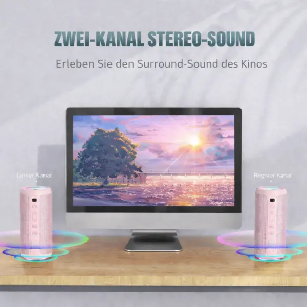 Bluetooth-Lautsprecher 24W mit LED-Lichteffekt – IPX7 wasserdicht – 30 Std. Akkulaufzeit