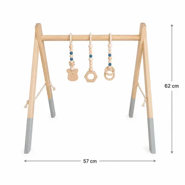 Holz-Spielbogen für Babys – 62 × 57 cm – mit 3 liebevoll gestalteten Anhängern