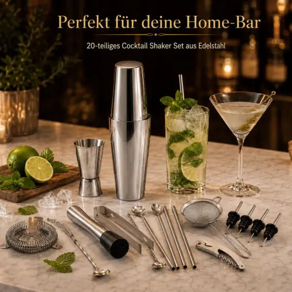 20-teiliges Cocktail Shaker Set – deine eigene Bar für zu Hause