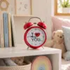 Roter Retro-Wecker „I Love You“ – analoger Doppelglocken-Wecker, Geschenkidee, Deko-Wecker, 16 cm