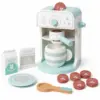 Holz-Kaffeemaschine für Kinder mit Zubehör – Rollenspiel-Set in Mint/Weiß