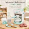 Holz-Kaffeemaschine für Kinder mit Zubehör – Rollenspiel-Set in Mint/Weiß