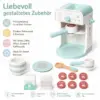 Holz-Kaffeemaschine für Kinder mit Zubehör – Rollenspiel-Set in Mint/Weiß