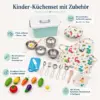 Kinder-Küchenset mit Kochzubehör & Aufbewahrungsbox – umfangreiches Rollenspiel-Set mit Töpfen, Pfanne, Spielgemüse & Kochkleidung