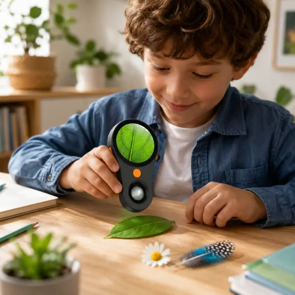 Digitales Handmikroskop 500x mit 2" IPS-Display – Kinder und Erwachsene Mikroskop mit 8 LED, 1080P Foto & Video, USB-C, tragbares Mini-Mikroskop