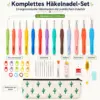 Häkelnadel-Set 13 Größen 2–10 mm mit ergonomischem Softgriff, Zubehör & Kaktus-Aufbewahrungstasche – Häkelset für Anfänger & Profis