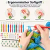Häkelnadel-Set 13 Größen 2–10 mm mit ergonomischem Softgriff, Zubehör & Kaktus-Aufbewahrungstasche – Häkelset für Anfänger & Profis