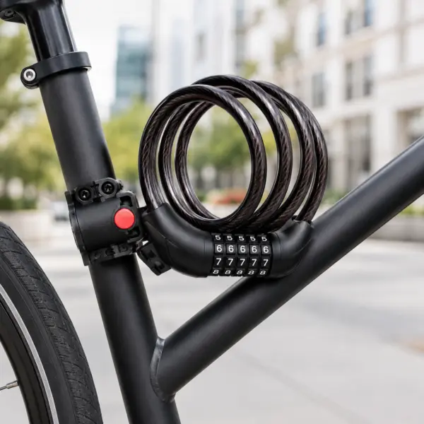 Fahrradschloss 110 cm mit 5-stelligem Zahlencode – flexibles Spiralschloss mit Halterung