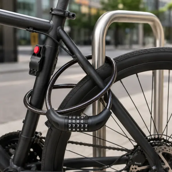 Fahrradschloss 110 cm mit 5-stelligem Zahlencode – flexibles Spiralschloss mit Halterung