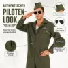 Kampfpilot Kostüm für Herren – Größe L – Fliegeranzug mit Mütze & Sonnenbrille