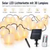 Solar Lichterkette 30 LED Lampions warmweiß
