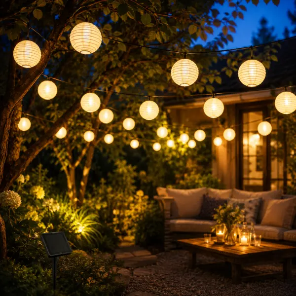 Solarlichterkette Solar Lichterkette 30 LED Lampions warmweiß