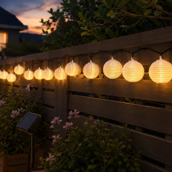 Solar Lichterkette 30 LED Lampions warmweiß
