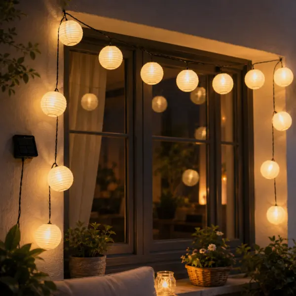Solar Lichterkette 30 LED Lampions warmweiß
