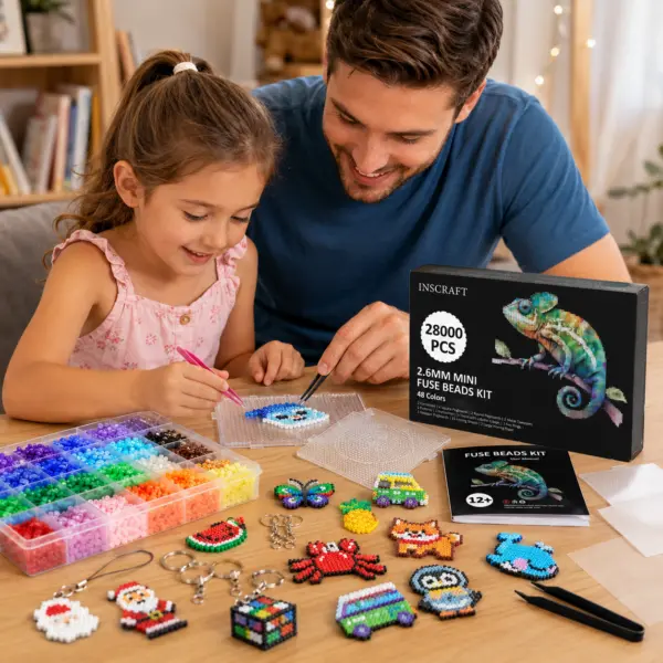 28.000 kleine bunte Bügelperlen mit Zubehör für viel Geduld und Kreativität