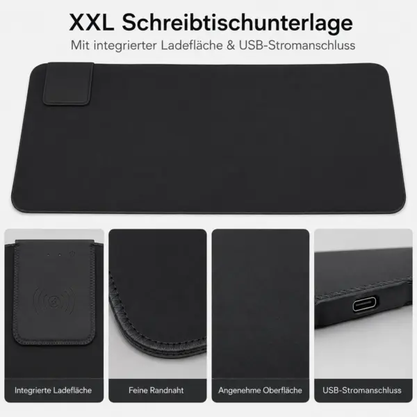 XXL RGB Gaming-Mauspad mit 15 W Qi Wireless Charging – ca. 80 cm Schreibtischunterlage mit LED-Beleuchtung und Ladestation