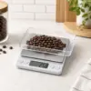 DERICO Digitale Küchenwaage bis 2 kg – Feinwaage mit Edelstahl-Plattform & 2 transparenten Schalen