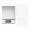 DERICO Digitale Küchenwaage bis 2 kg – Feinwaage mit Edelstahl-Plattform & 2 transparenten Schalen