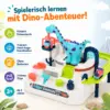 Dinosaurier Abenteuer Spielzeugbahn ab 3 Jahren – Interaktives Dino-Bahn-Spiel mit Zügen, Knöpfen, Hebeln & Aufklebern – Motorikspielzeug