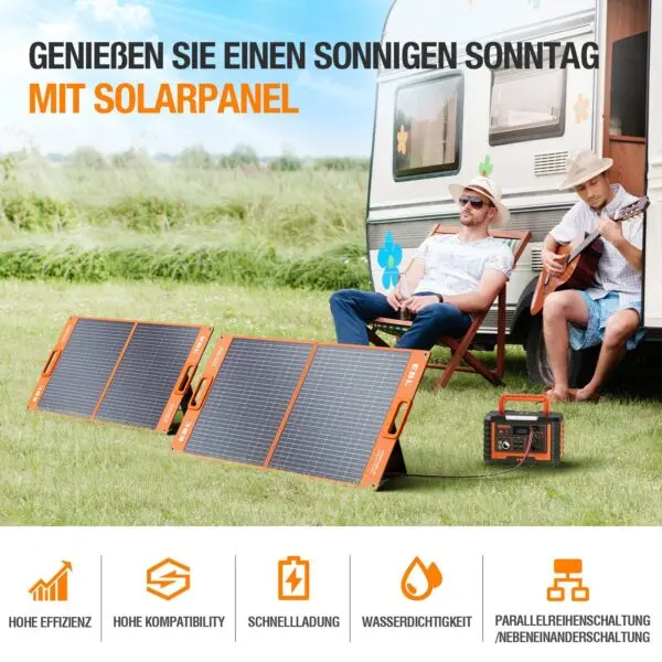 Solarpanel 100W faltbar – EBL Solarmodul monokristallin für Powerstation, tragbar