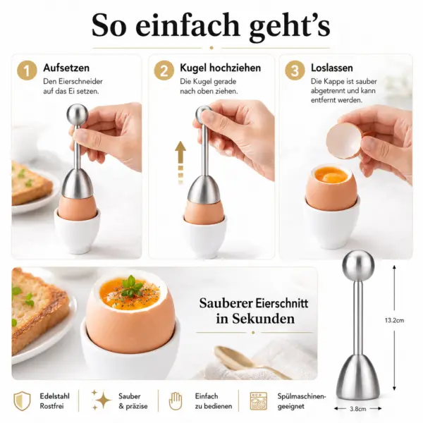 Eierköpfer Edelstahl – praktischer Eieröffner für perfekt servierte Frühstückseier