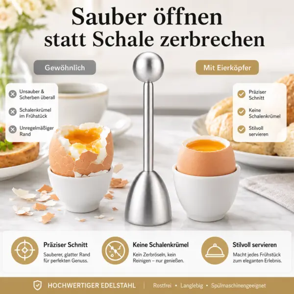 Eierköpfer Edelstahl – praktischer Eieröffner für perfekt servierte Frühstückseier
